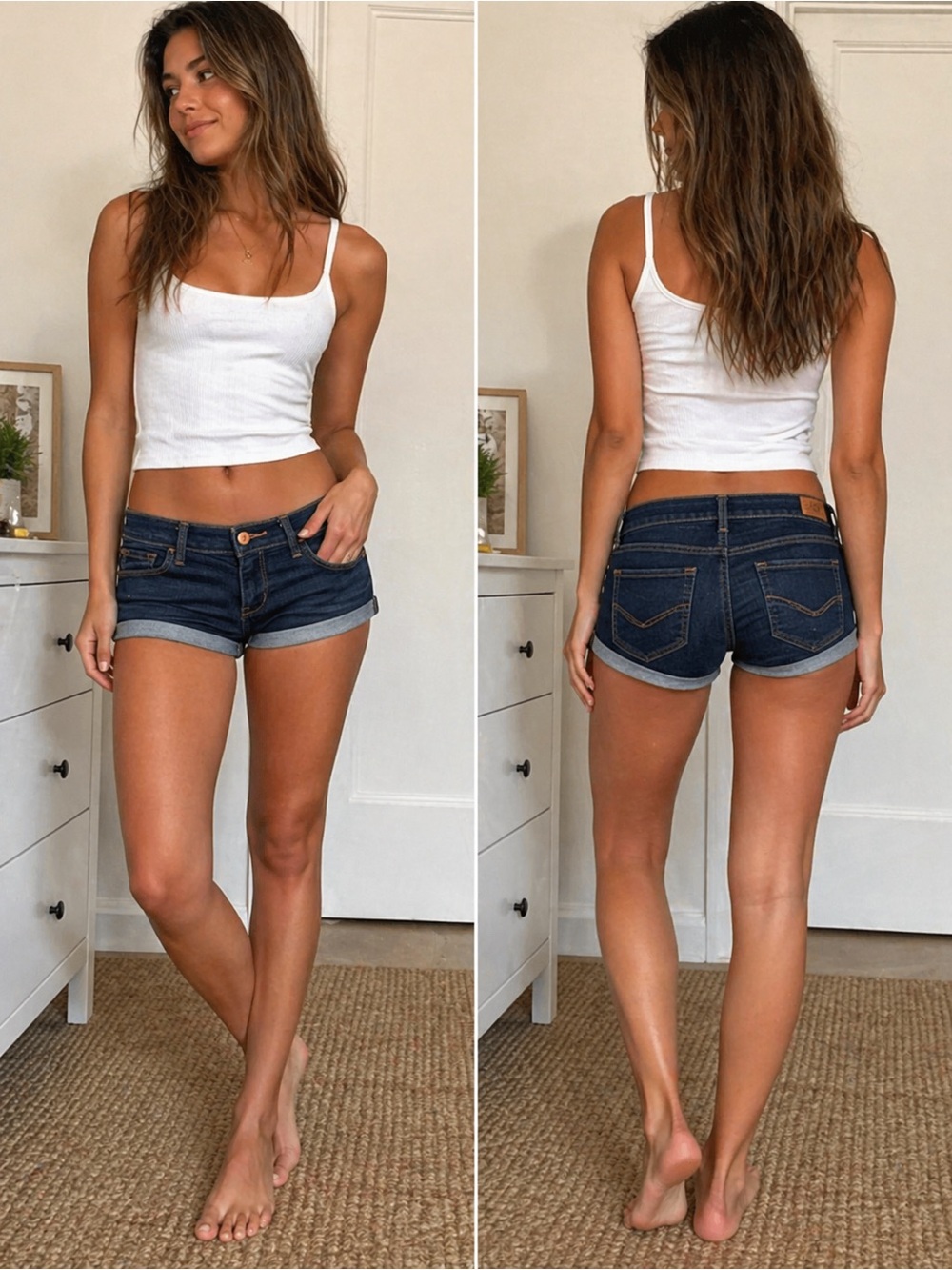 Abercrombie & Fitch Low Rise Denim Shorts Size 2 Dark Wash Cuffed Mini